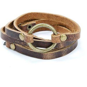 Handmade 5 Wrap Leather Circle Bracelet for Women